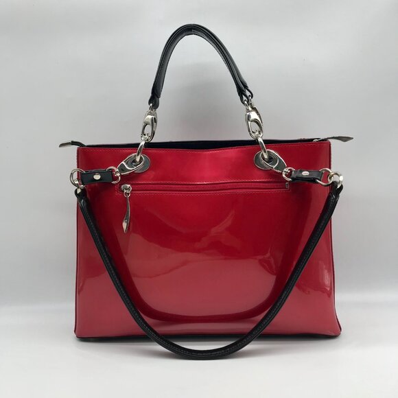 Beijo Red Patent Leather Briefcase Shoulder Bag - Picture 2 of 11